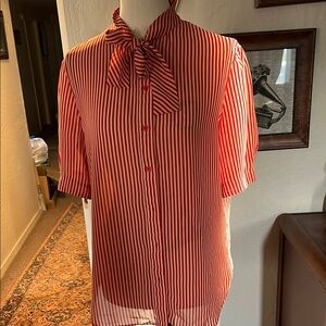 Red and Tan Vintage Blouse